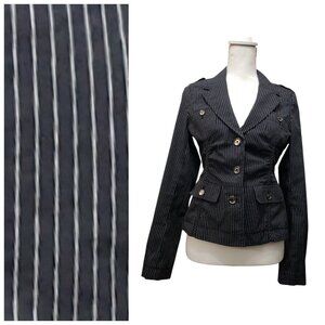 Express Design Studio Women’s Black Pinstripe Button-Front Blouse Size 10